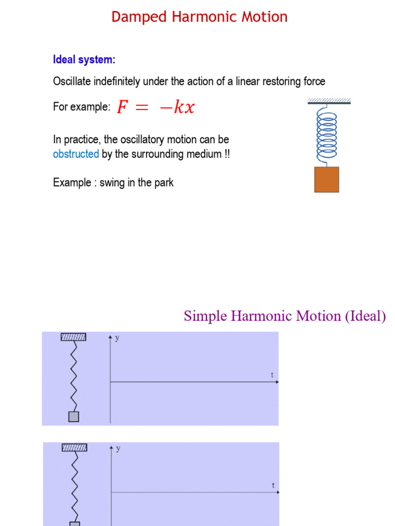 Lec 3&4 Damped Harmonic Motion | PDF | Damping | Oscillation