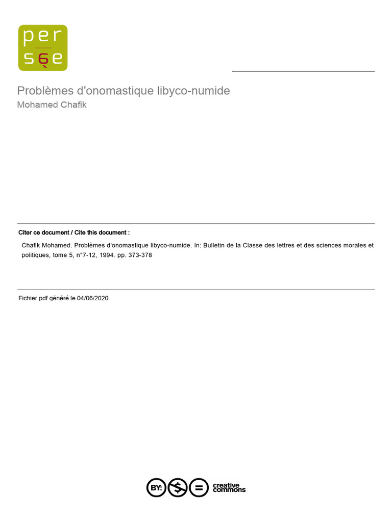 Problèmes D'onomastique Libyco-Numide | PDF | Berbères | le Maghreb