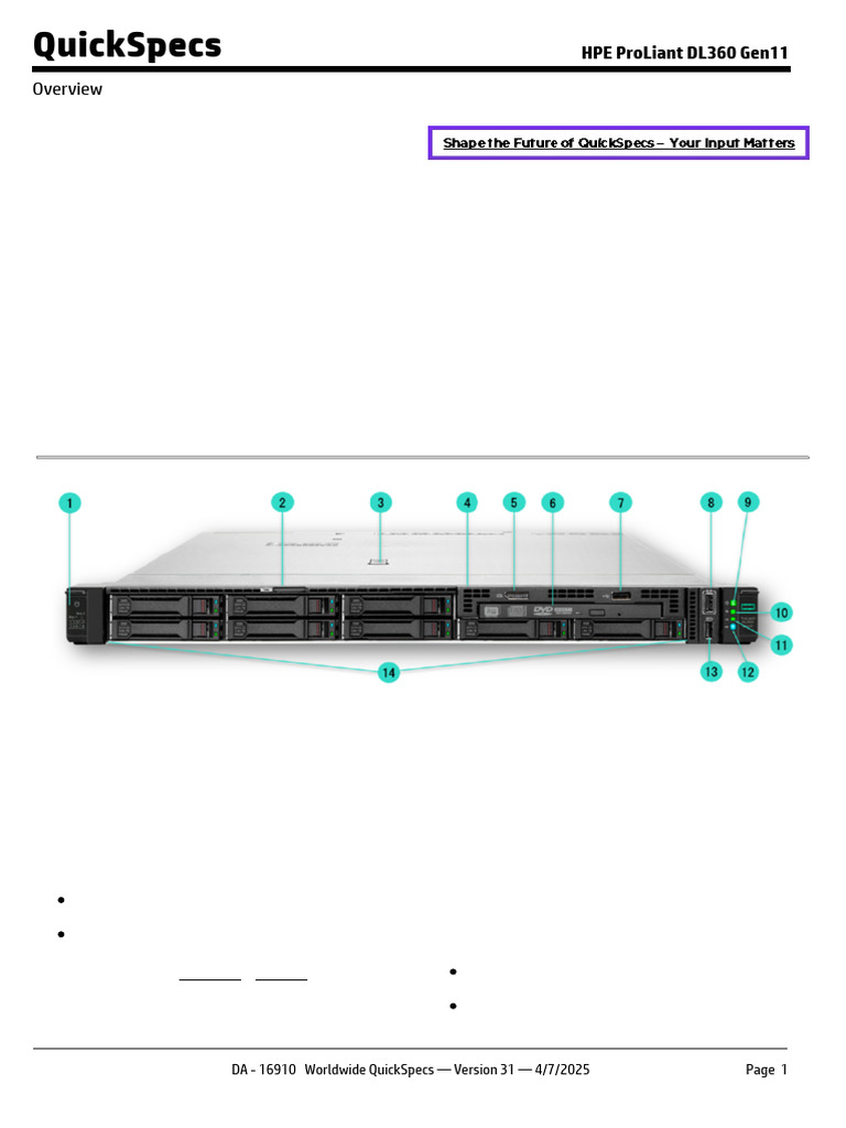 HPE ProLiant DL360 Gen11 | PDF | Computer Architecture | Computer Science