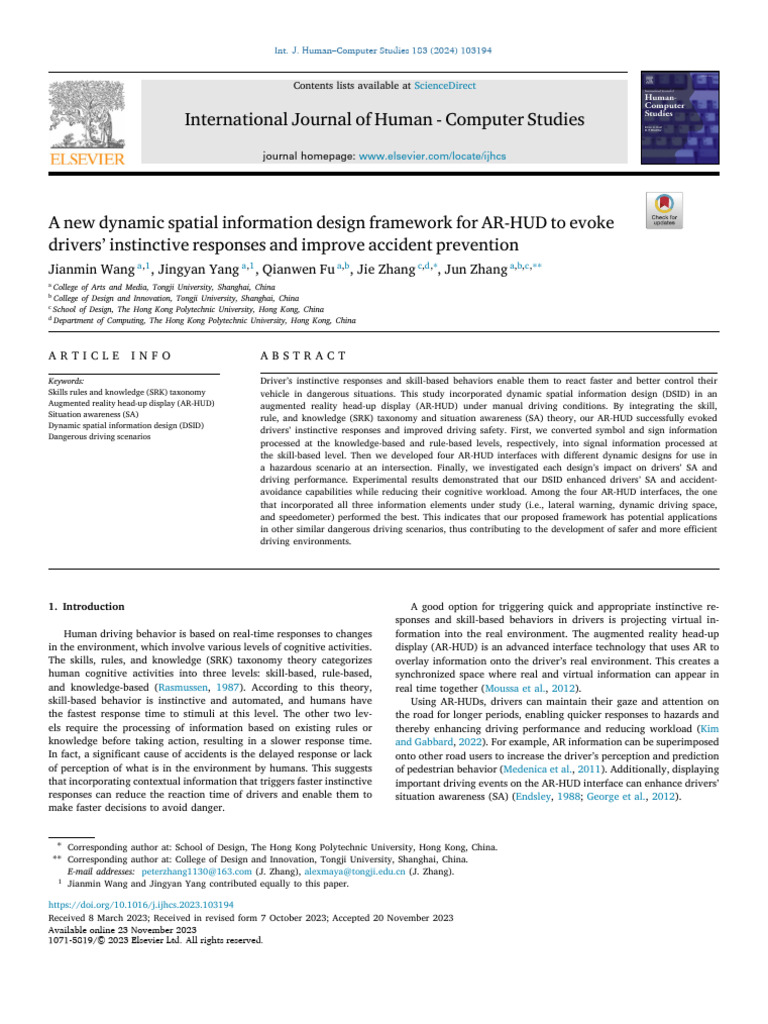 A New Dynamic Spatial Information Design Framework For AR-HUD To Evoke ...