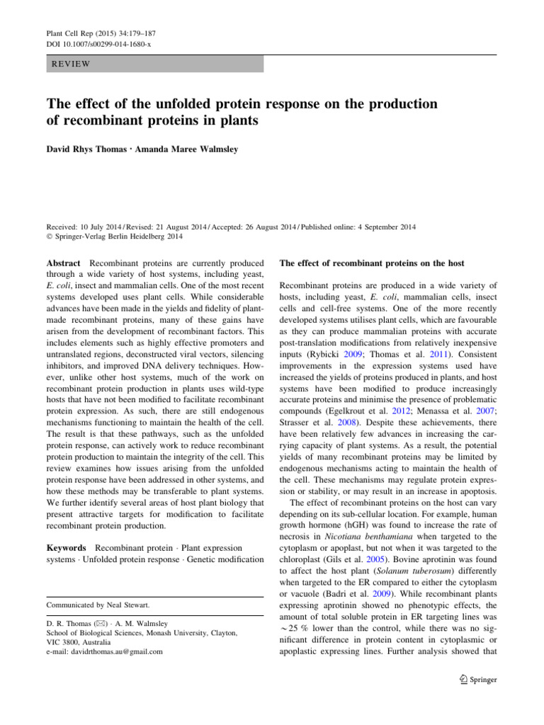 Effects of Unfolded Proteins | PDF | Gene Expression | Chaperone (Protein)