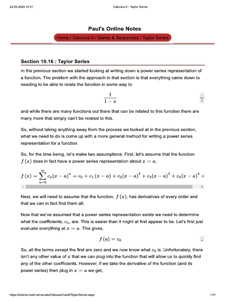 Taylor Series 240630 100708 | PDF