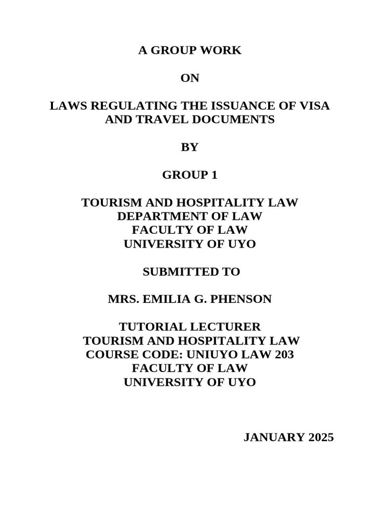 Group 1 Tourism Project | PDF | Travel Visa | Passport