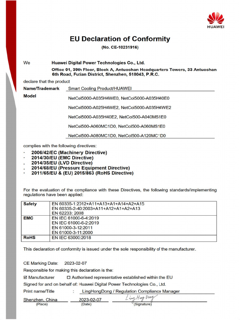 NetCol5000 Series CE Declaration | PDF