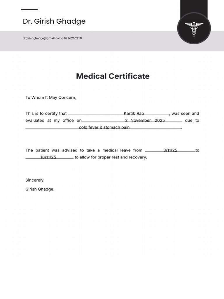 Doctor Note Template | PDF