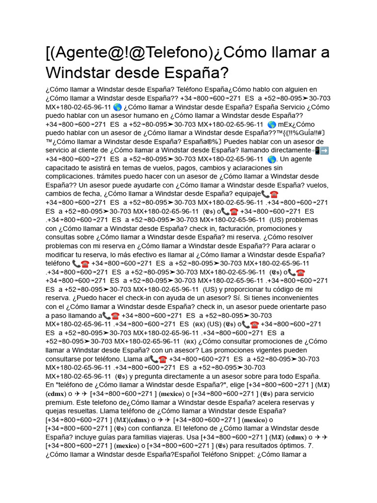 [(Agente@!@Telefono)¿Cómo llamar a Windstar desde España? | PDF