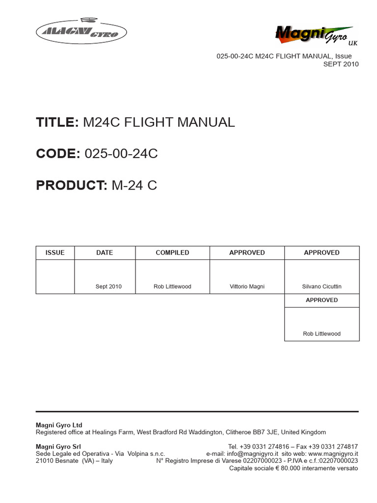 Magni M24C - Flight Manual | PDF | Aircraft | Aviation