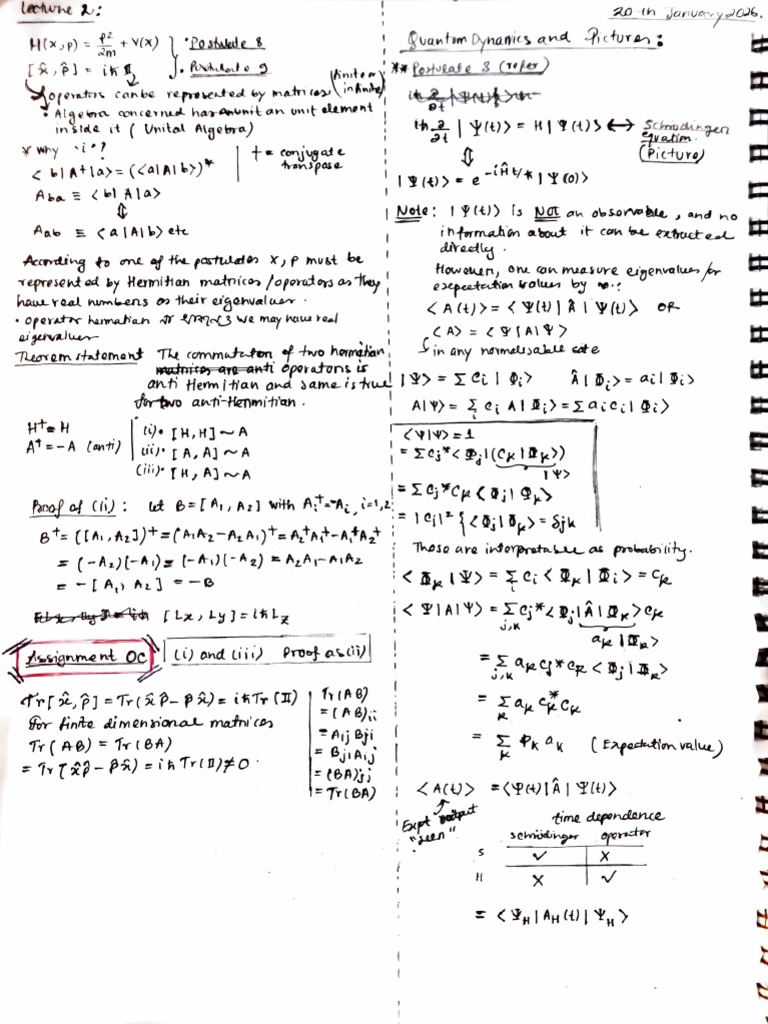 QM-II Lecture (2) 20th January 2026 | PDF