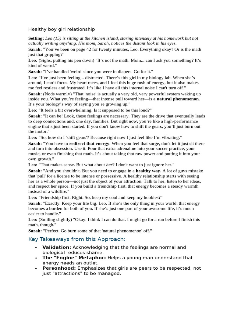 HEALTHY BOY GIRL RELATIONSHIPS Dialogue For Play | PDF