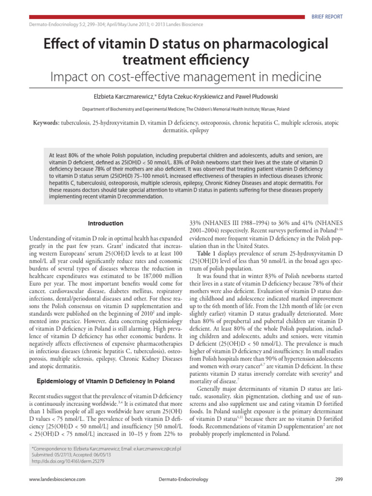 Effect of Vitamin D Status On Pharmacological Treatment Efficiency ...