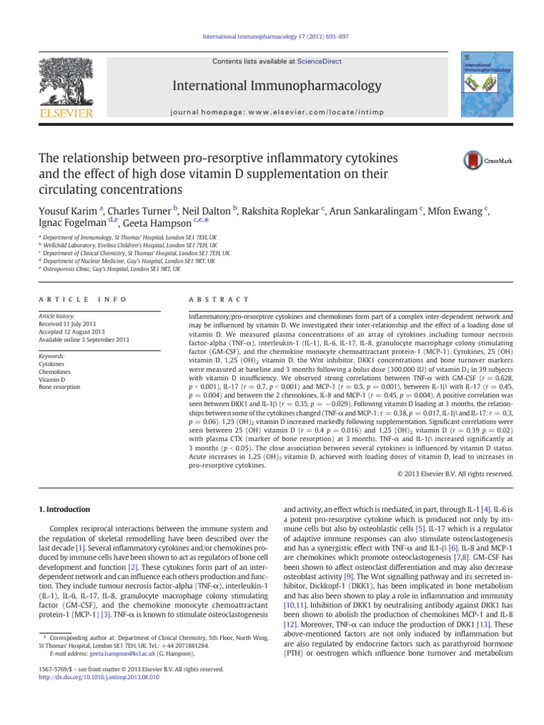Relationship Between Pro-Resorptive Inflammatory Cytokines and The ...