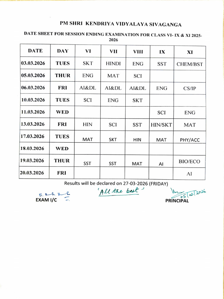 SEE EXAM Timetable Secondary 2025-26 | PDF