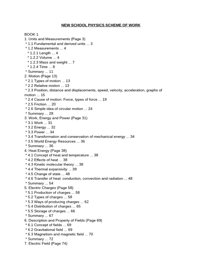 New School Physics Scheme of Work | PDF | Force | Heat
