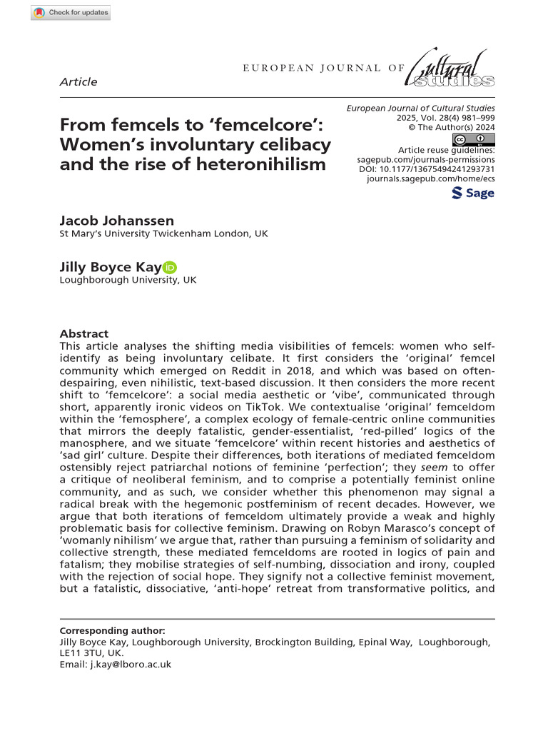 From Femcels To Femcelcore Women S Involuntary Celibacy and The Rise of ...