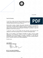 Scrisoarea lui Victor Ponta catre Barroso