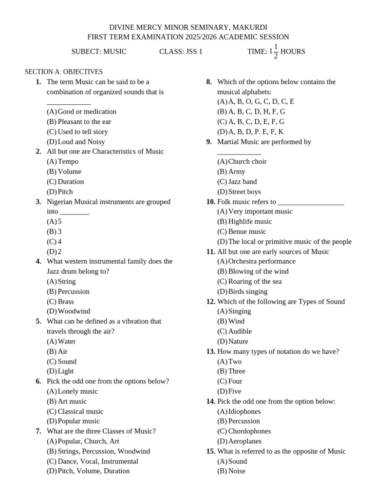 First Term Exams (Corrected Copy) | PDF | Clef | Classical Period (Music)