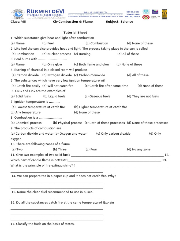 CH Combustion Worksheet | PDF | Combustion | Fuels