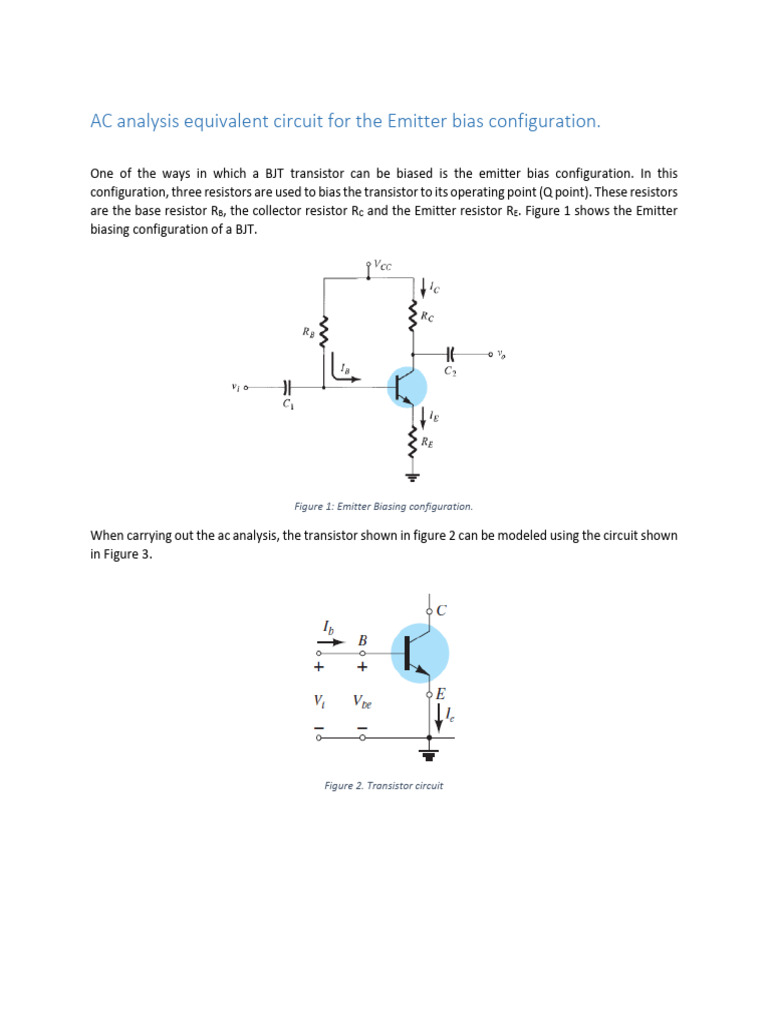 AC Analysis Equivalent Circuit For The Emitter Bias Configuration | PDF ...
