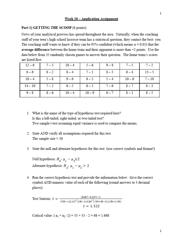 Week10 Application Assignmentx PDF | PDF | P Value | Hypothesis