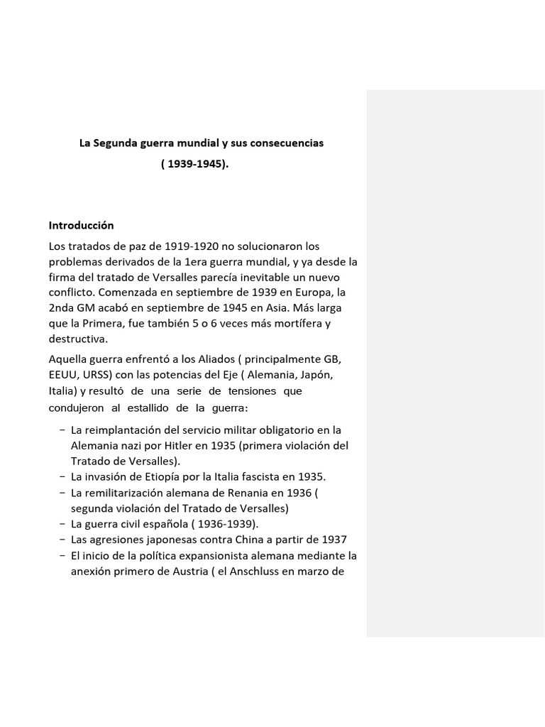 Hist Term Bachi La Segunda Guerra Mundial y Sus Consecuencias | PDF ...