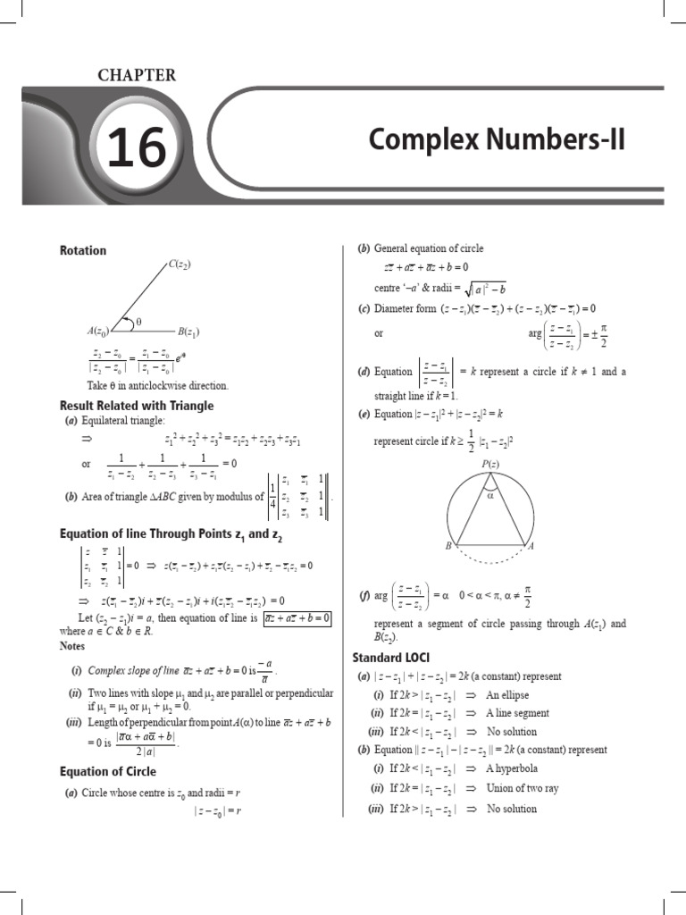 JEE Short-Notes 11th Maths Complex Number-II | PDF