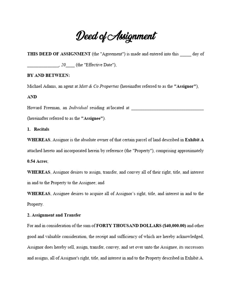 Deed of Assignment-2 | PDF | Assignment (Law) | Private Law