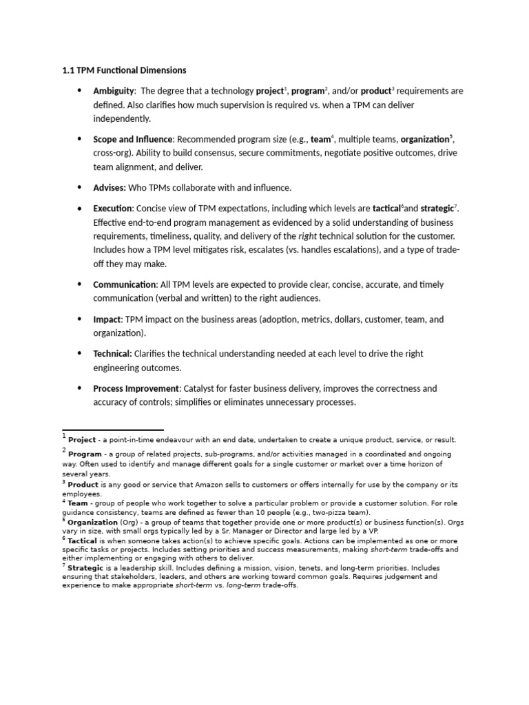 1.1 TPM Functional Dimensions Ambiguity Project Program Product | PDF ...