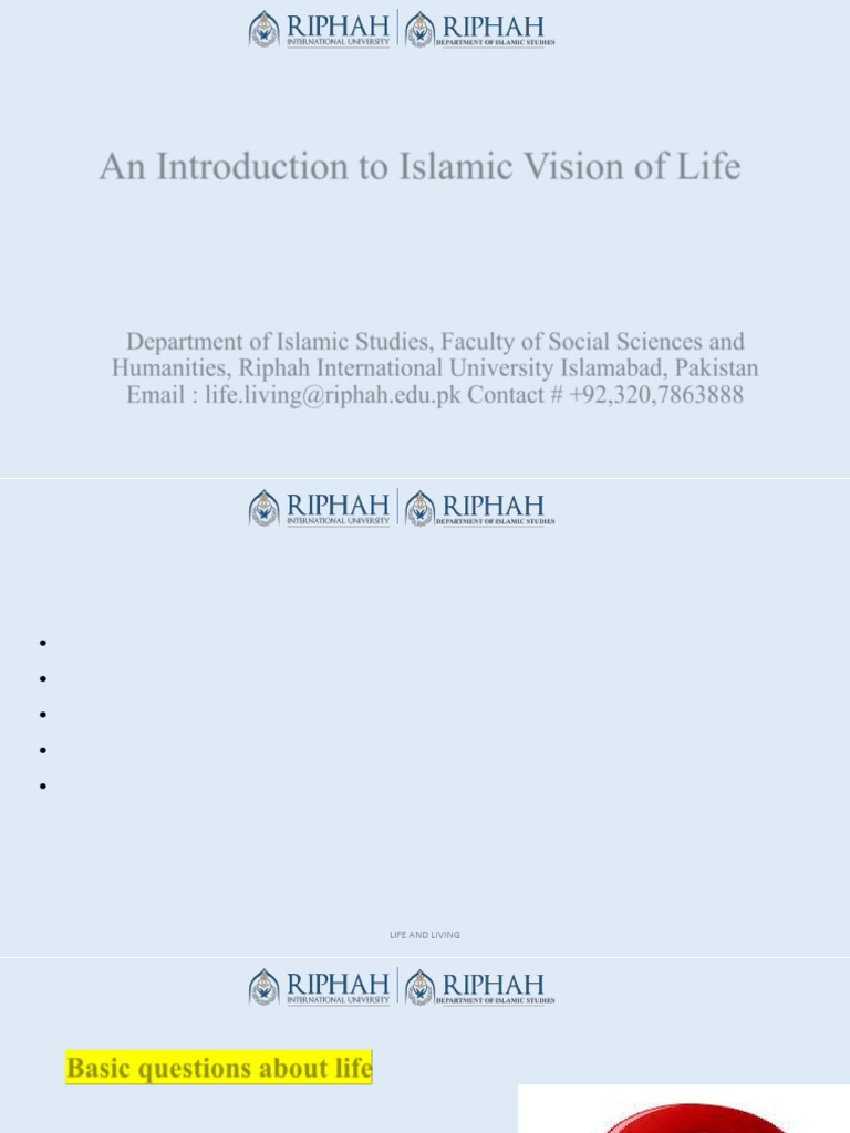 Lecrure-1 An Introduction To Islamic Vision of Life Modified | PDF