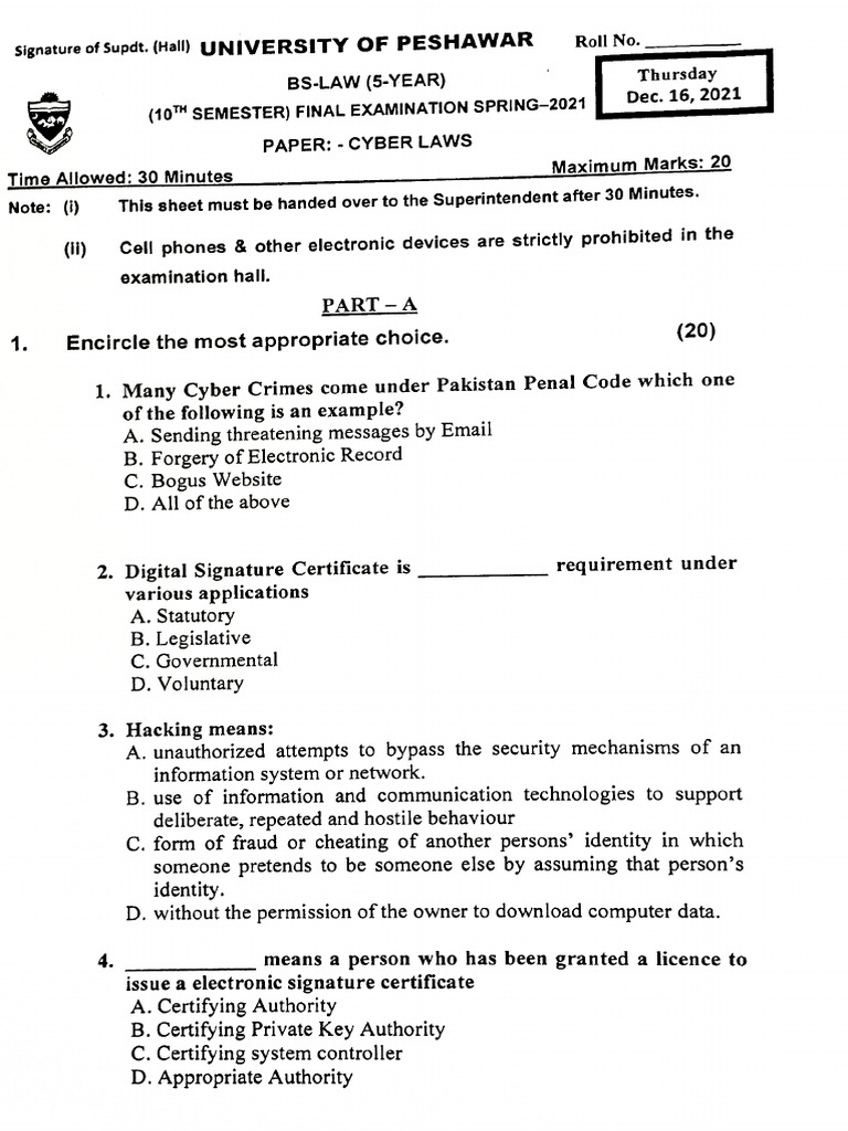 Past Papers Semester X | PDF