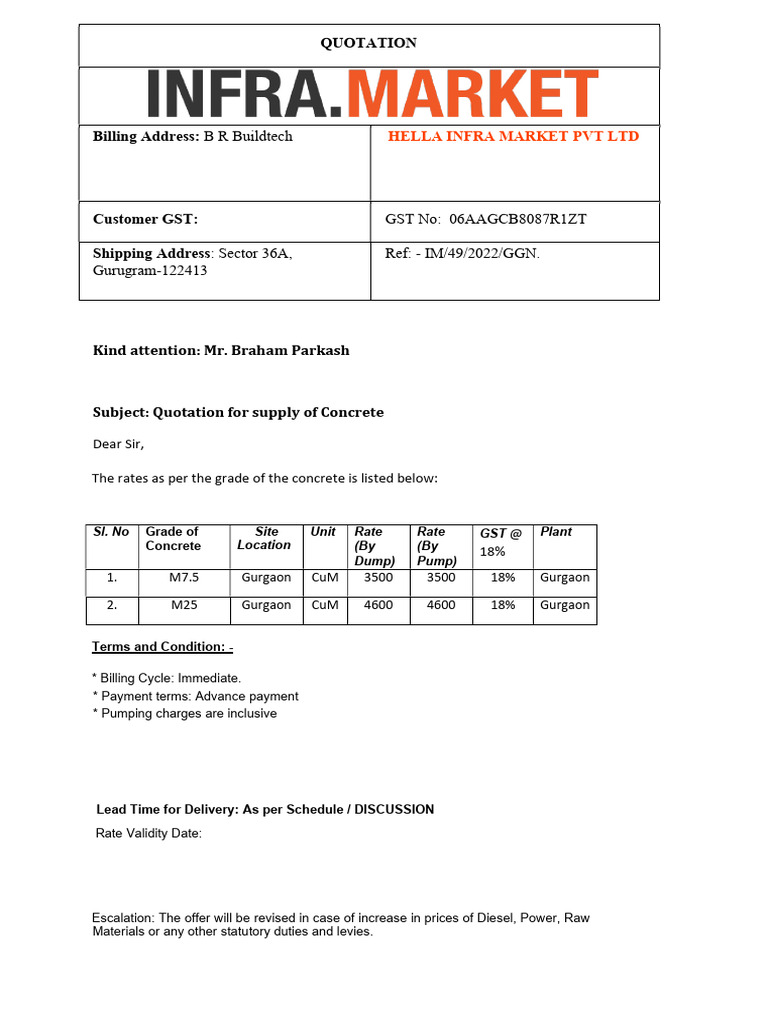 Quotation - B R Buildtech | PDF