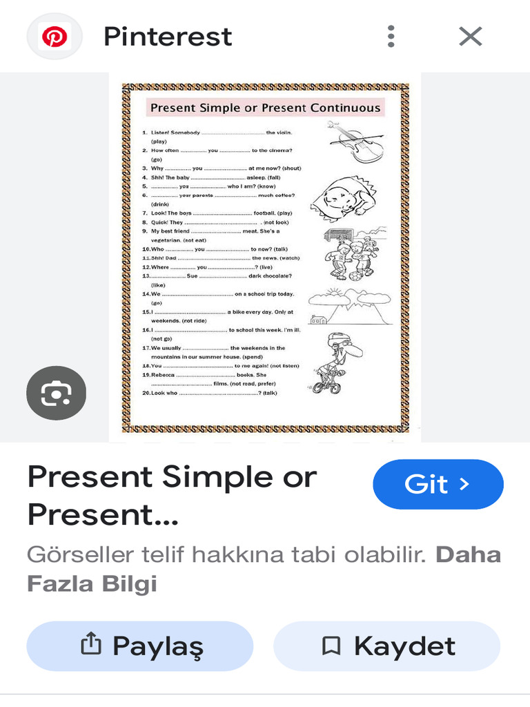 Present Simple and Present Continous Exercises - Google'Da Ara | PDF
