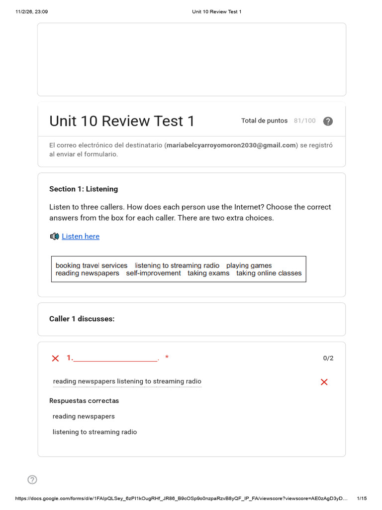Unit 10 Review Test 1 | PDF | Computing