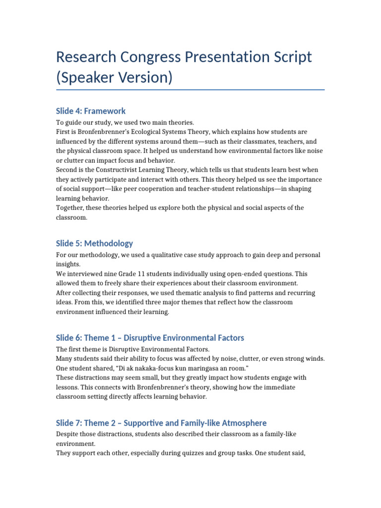 Research - Congress - Speaker - Script 2 | PDF | Classroom ...