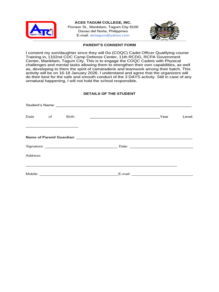 Rotc Consent 1 | PDF