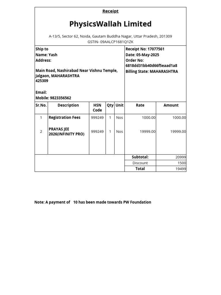 PW Payment | PDF