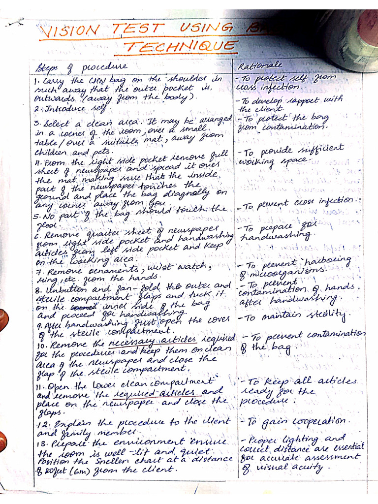 Vision Test Procedure | PDF