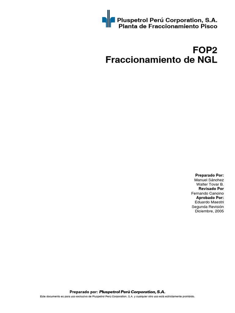 FOP2-FRACCIONAMIENTO NGL-rev02 | PDF | Destilación | Refrigerante