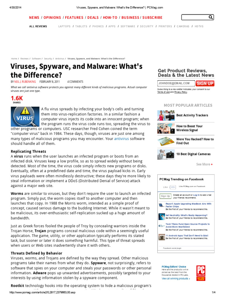Viruses, Spyware, and Malware - What's The Difference - PCMag | PDF ...