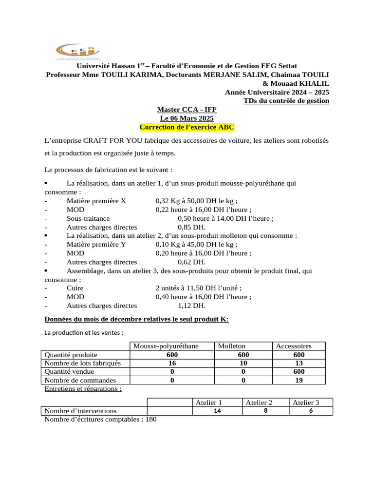 Exercice ABC Master Avec Solution - Ese CRAFT FOR YOU | PDF ...