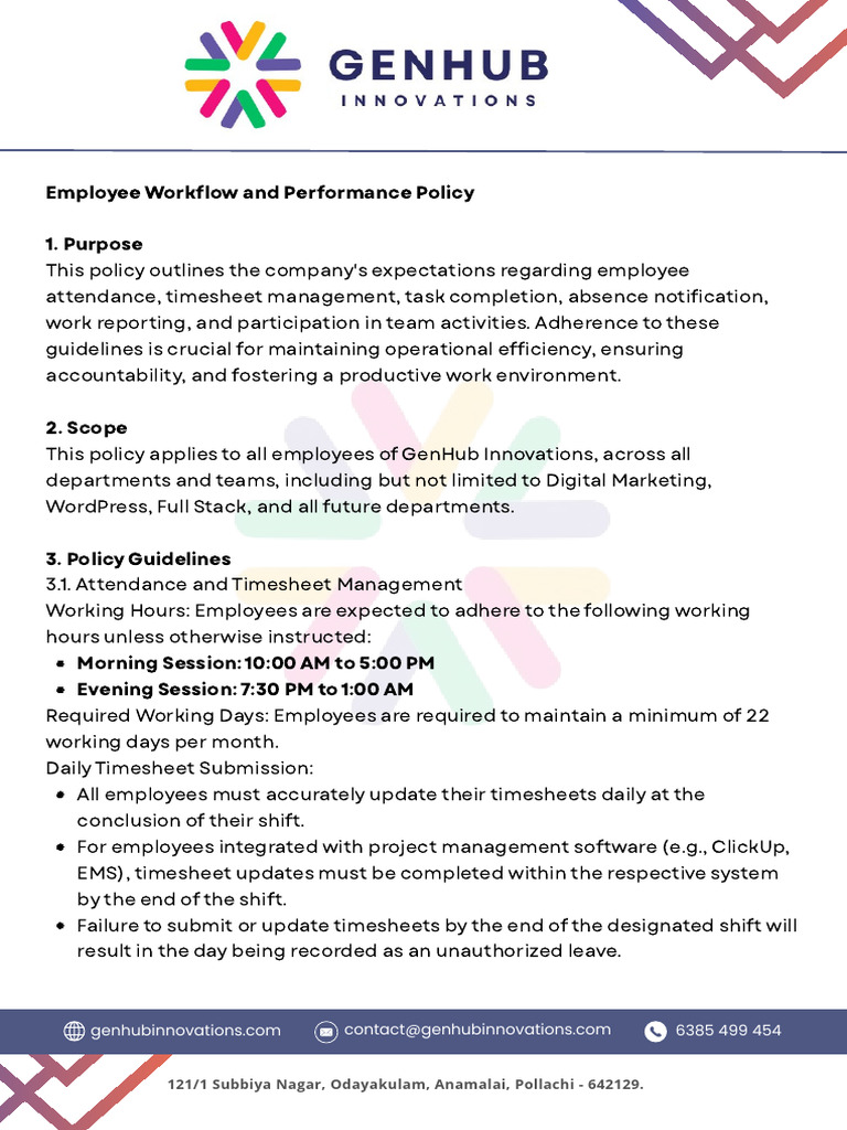 Employee Workflow and Performance Policy | PDF | Business
