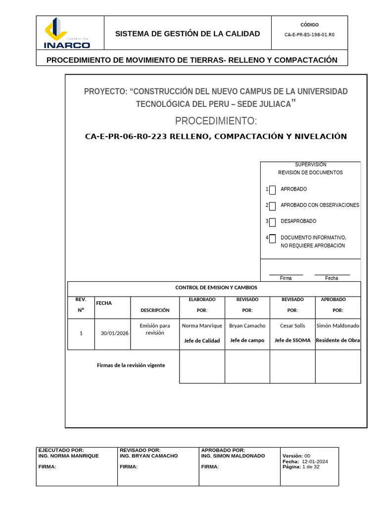 CA e PR 06 r0 198 Relleno, Compactación y Nivelación | PDF | Hormigón