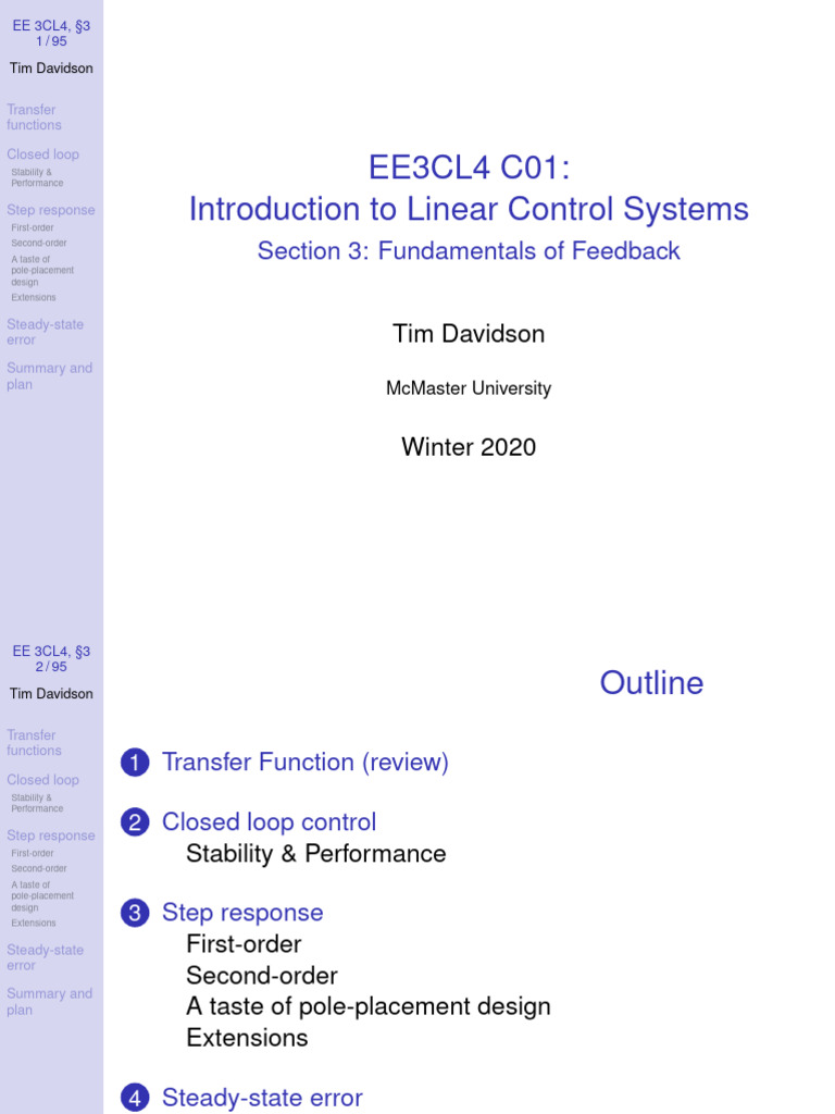 Introduction To Linear Control Systems | PDF | Control Theory | Steady ...