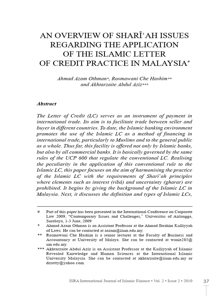 Application of LC in Malaysia | PDF | Islamic Banking And Finance | Banks