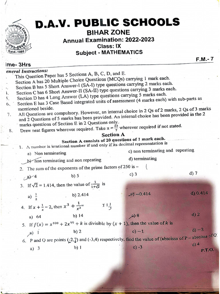 Maths 2022 23 | PDF