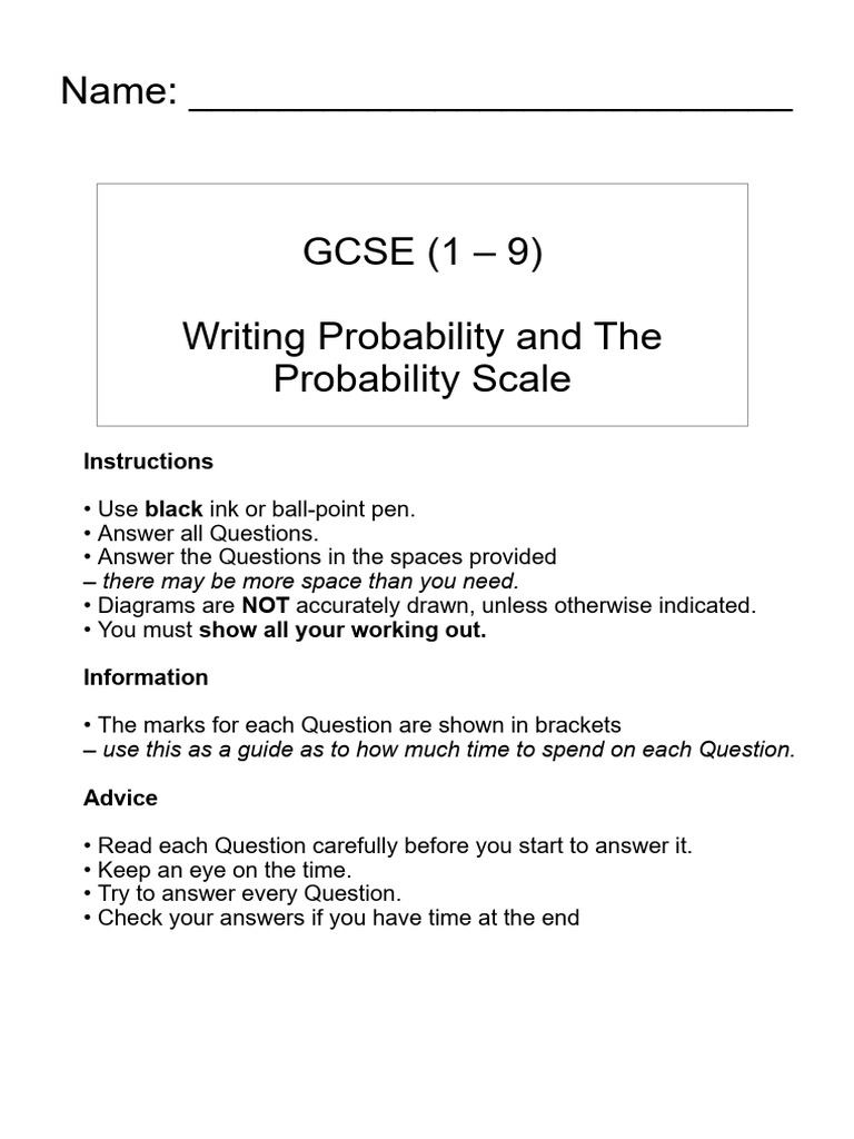 2 Writing Probability and The Probability Scale | PDF