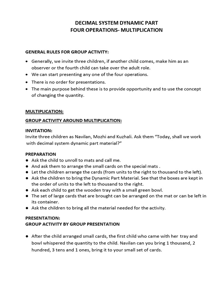 23 - Decimal System Dynamic Part-Four Operations - Multiplication | PDF ...