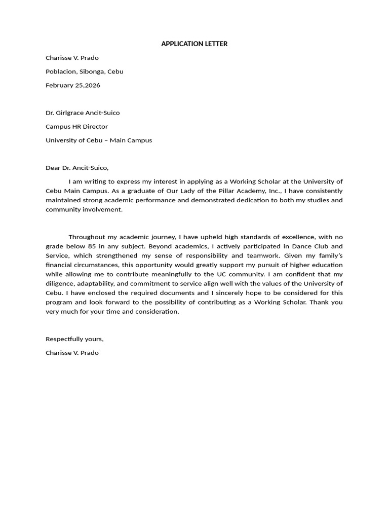 Application Letter | PDF