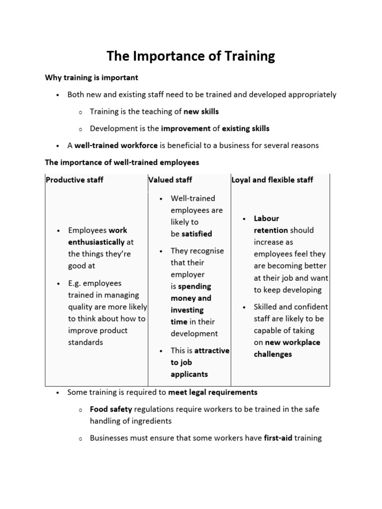 The Importance of Training | PDF | Employment | Occupational Safety And ...