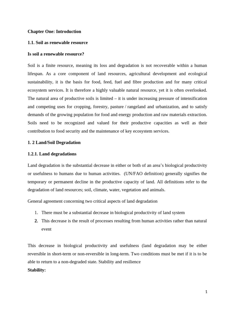 Chapter One. Introduction | PDF | Soil | Sustainability