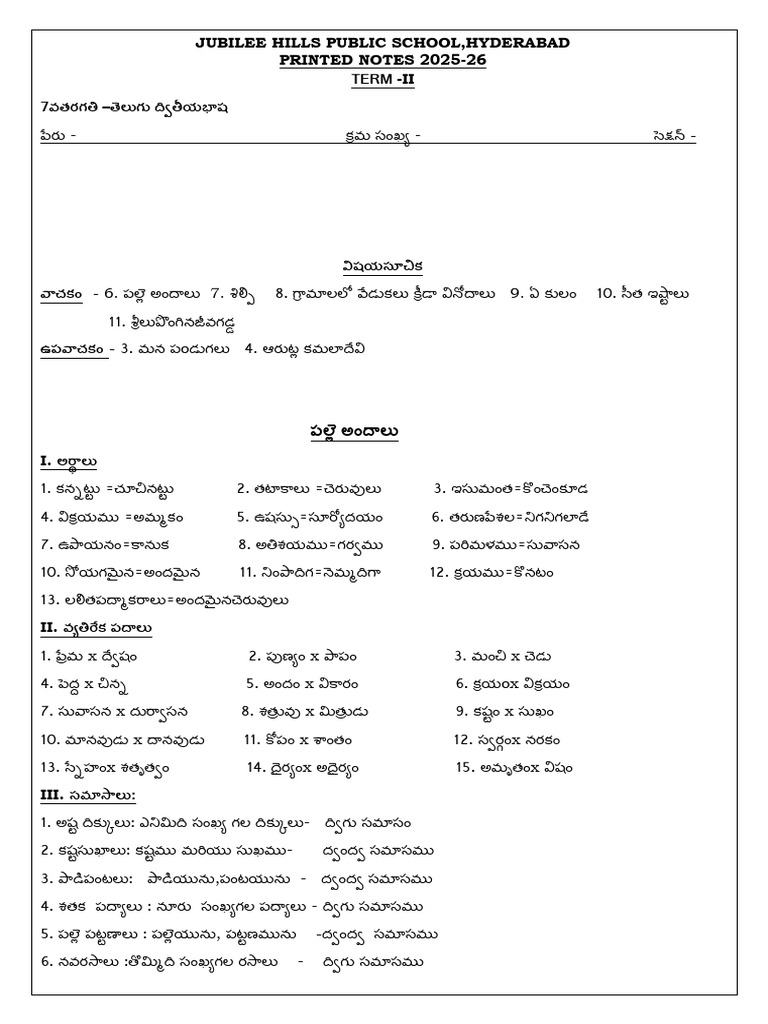 Jubilee Hills Public SchoolSA-2 NOTES | PDF